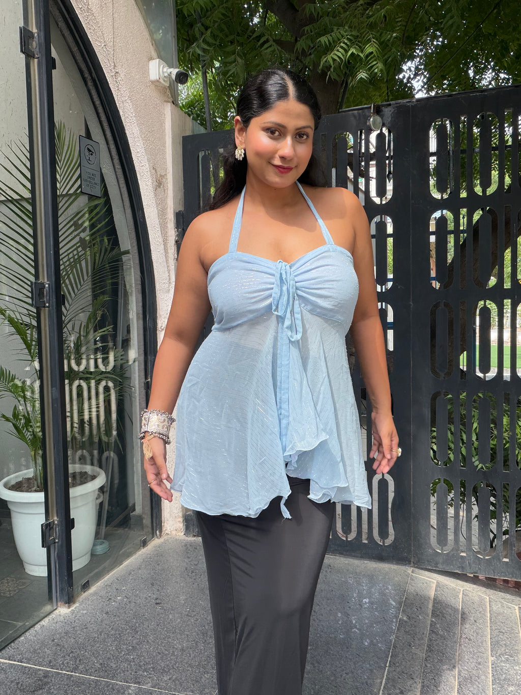 Breeze Sheer Halter Top – Light Blue