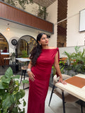 Ruby One-Shoulder Tie Top – Maroon